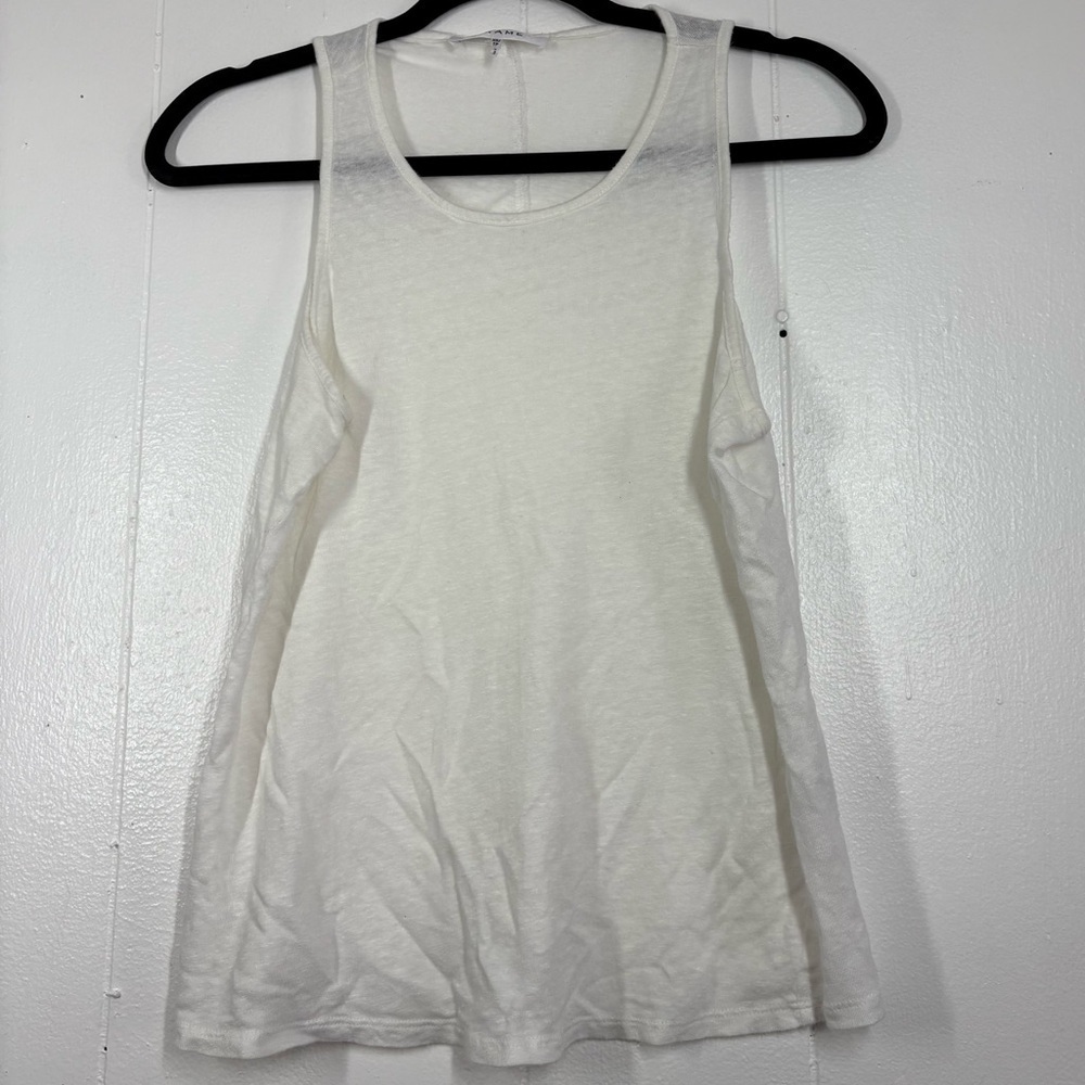 Frame Cream White Linen Tank Top Blouse XS Sleeveless Textured Layer Minimal